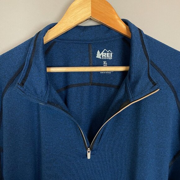 REI Quarter Zip Top Blue Men Size XL Shirt Stretch Knit Blue Pullover Hiking - Picture 10 of 10